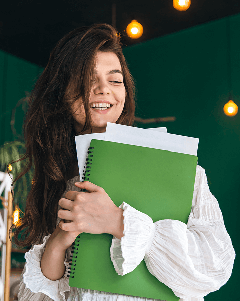 Student with notebook