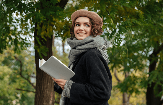 Student with notebook